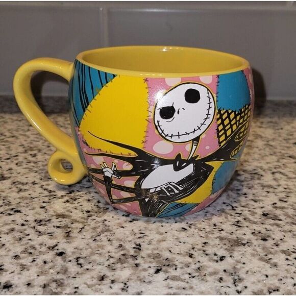 Disney Nightmare Before Christmas Jack And Sally 16oz Mug Yellow Hallowe… - Picture 1 of 8